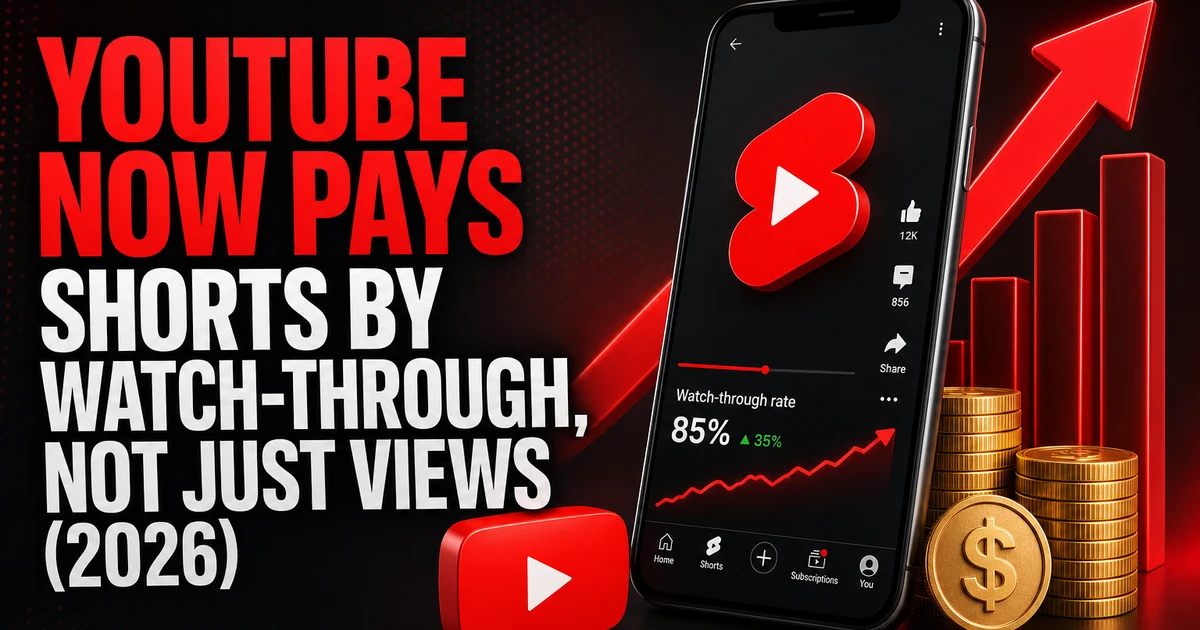 BoostHill news graphic: YouTube Shorts now pays creators by watch-through and engagement in 2026